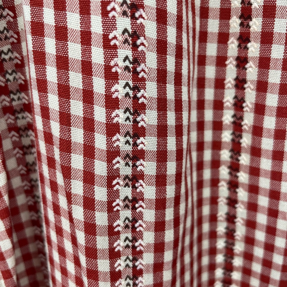 Max Studio Gingham tiered sleeveless red cream midi dress medium - Picture 10 of 12